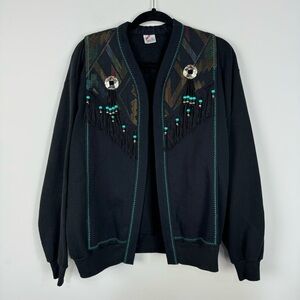 Vintage Jerzee Fringe Western Open Front Jacket Rodeo Country